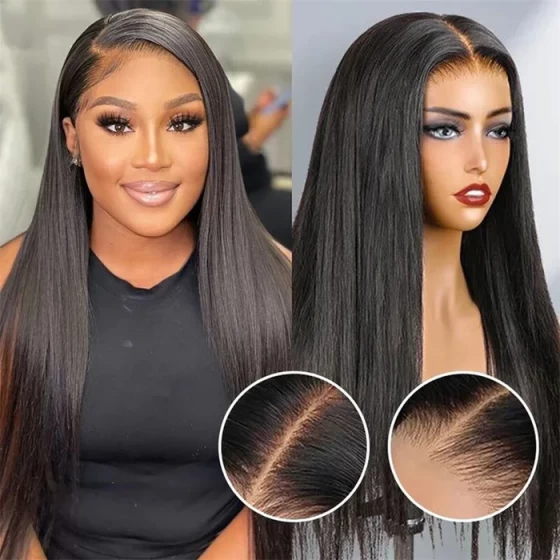 Wear and Go 8x5 Lace Closure Glueless Straight Wigs Human Hair